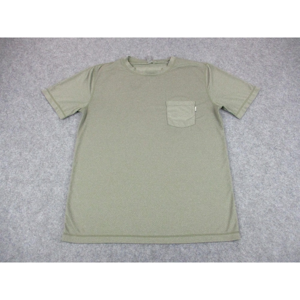 Vuori Shirt Mens Medium Green Basic Jersey Crew Neck Pocket Stretch Workout